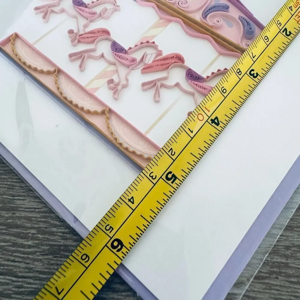 Quilling Card Pink Carousel Quill Art Greeting Card